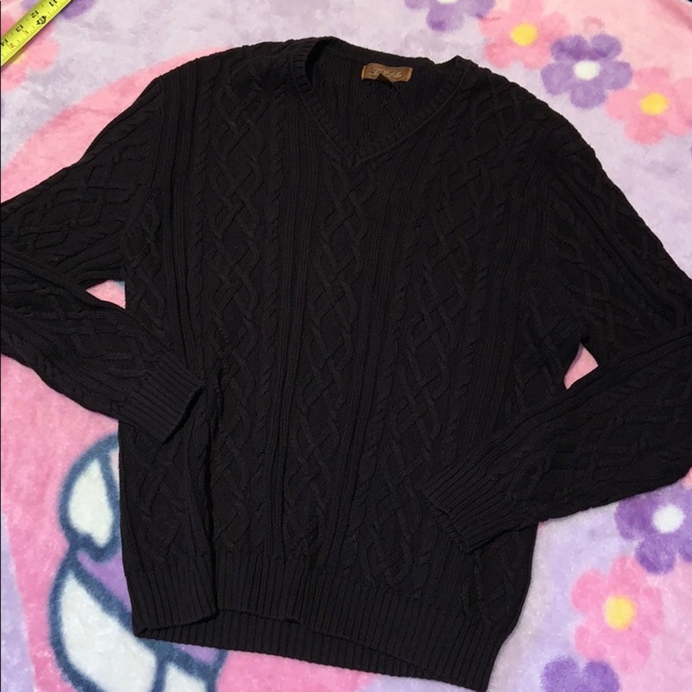 Black unisex knitted design sweater